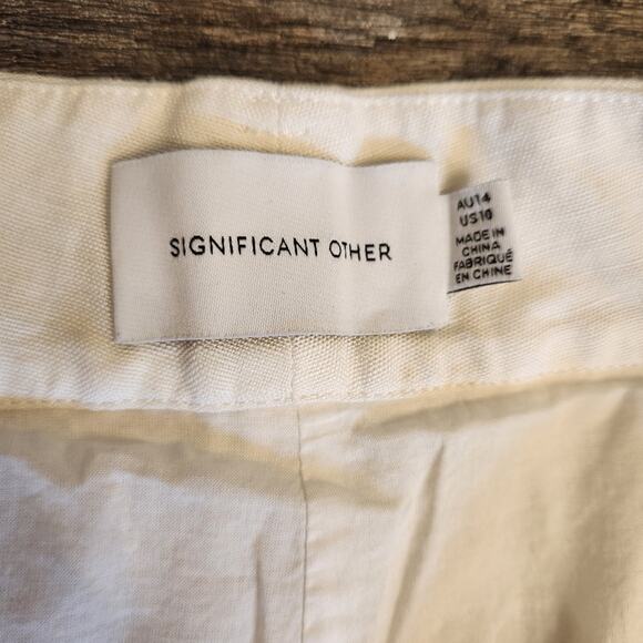 Significant Other Revolve linen Florina Wide Leg Pant in Ivory Size 10 - Picture 7 of 8